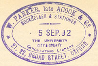 Parker bookstamp