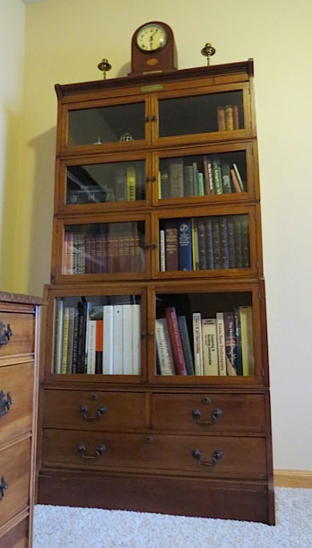 Bookcase and clock