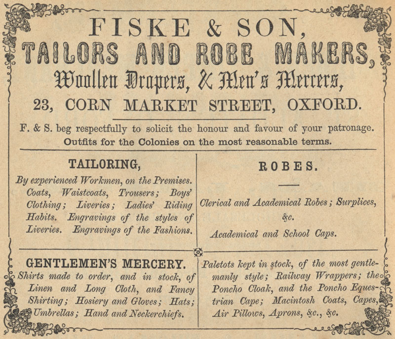 Fisk advert of 1854