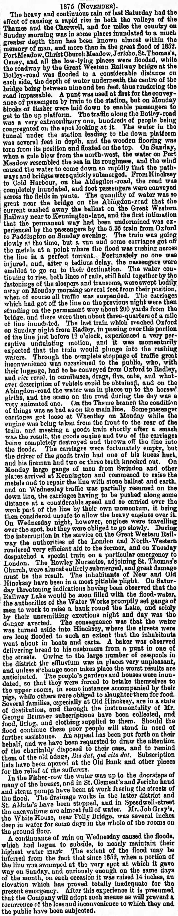 Report on the Oxford flood of 1875
