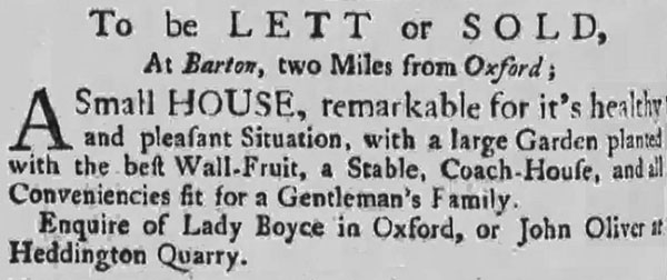 Barton Manor for sale in 1759