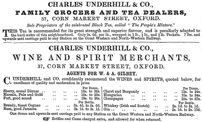 Underhill advert, 1870