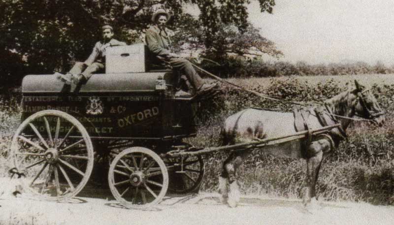 Horse-drawn delivery for Russell&rsquo;s music shop