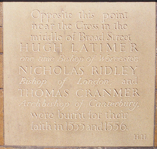 Martyrs inscription on Balliol wall