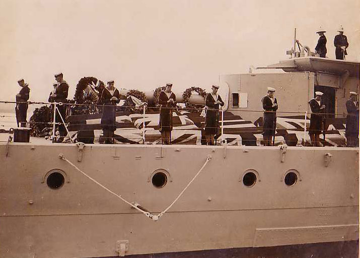 HMS Champion bringing remains back to Portsmouth
